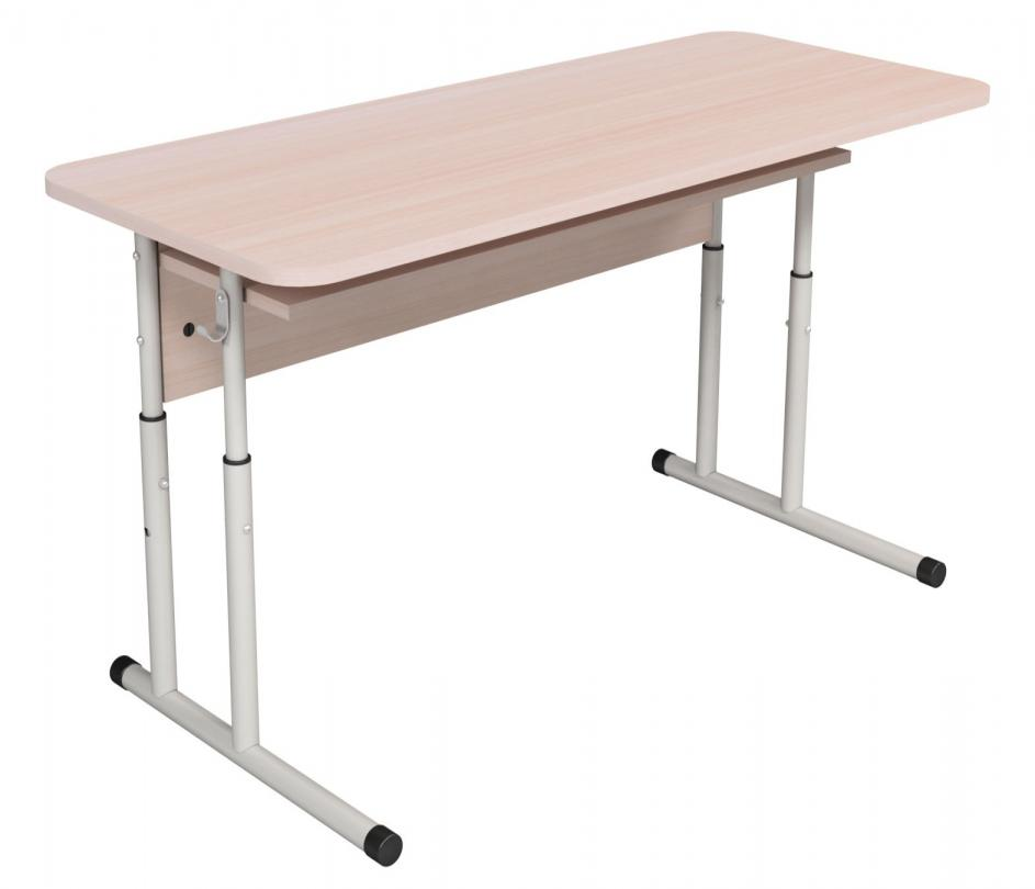 Стіл учнівський 2-місний з полицею, кругла труба, регулюється на ростові групи № 4-6 KOMODO